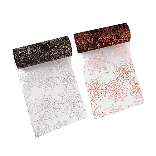 NUOBESTY 2 Rollen Halloween Spinnenweb Tüllband Schwarz Orange Schwarz Gold Yards Dekoratives DIY Material für Gruselige Feiern und Bastelprojekte NUOBESTY 2 Rollen Halloween Spinnenweb Tüllband Schwarz Orange Schwarz Gold Yards Dekoratives DIY Material für Gruselige Feiern und Bastelprojekte von NUOBESTY