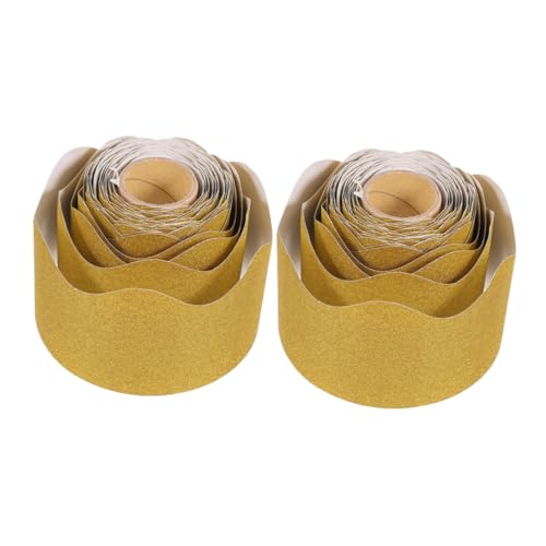 NUOBESTY 2 Rollen Tafel-rand-aufkleber Rollrandbesatz Pinnwand-grenzen Gezackte Ränder Glitzerbordüren Klassenzimmergrenzen Bordürenaufkleber Entfernbarer Randaufkleber Yellow Papier von NUOBESTY