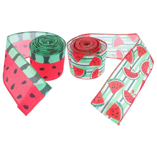 NUOBESTY 2 Rollen Wassermelonenband mit Drahtkante Yards Formbares Dekoband für Basteln Geschenkverpackung Kranzherstellung Kreative Diy Schleifen und Dekorationen NUOBESTY 2 Rollen Wassermelonenband mit Drahtkante Yards Formbares Dekoband für Basteln Geschenkverpackung Kranzherstellung Kreative Diy Schleifen und Dekorationen von NUOBESTY