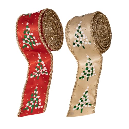NUOBESTY 2 Rollen Weihnachtsband mit Drahtkante Festliches Formbares Geschenkband für Weihnachtskränze Schleifen Geschenkverpackung Klassisches Design mit Tannenbaum Glitzer Vielseitig für NUOBESTY 2 Rollen Weihnachtsband mit Drahtkante Festliches Formbares Geschenkband für Weihnachtskränze Schleifen Geschenkverpackung Klassisches Design mit Tannenbaum Glitzer Vielseitig für von NUOBESTY