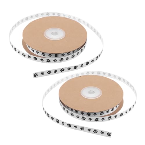 NUOBESTY 2 Rollen Weißes Pfotenmotiv Dekoband Breit pro Polyester Ribbige Struktur Strapazierfähig für Hundebesitzer Diy Geschenkverpackung Partydeko von NUOBESTY