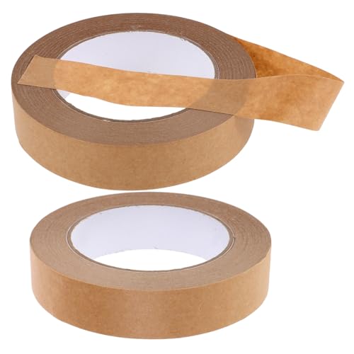 NUOBESTY 2 STÜCK Braunes Kraftpapier klebeband Beschreibbares Reißfestes Versand Verpackungsklebeband für Etikettierung Umzug Bastelprojekte und Kartonversand von NUOBESTY