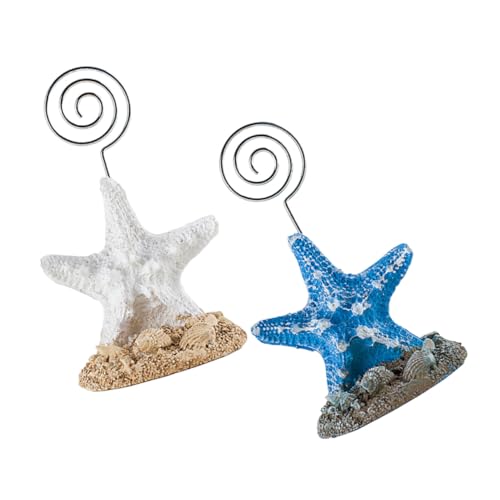 NUOBESTY 2 STÜCK Teiliges Memo clip und Harz Mediterraner Seestern notizhalter Vielseitiger Tischdekorationsclip für Büro Party Hochzeit und Zuhause Praktische Schreibtisch accessoires von NUOBESTY