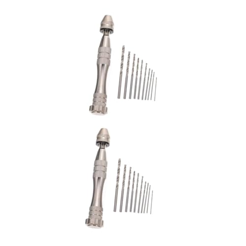 NUOBESTY 2 Sätze Bohr- Und Schnitzwerkzeuge Puncher Schlagbohrer Loch Schlüssel Kleine Handbohrmaschine Manueller Bohrer Handbohrer Handbuch Aluminiumlegierung Silver von NUOBESTY