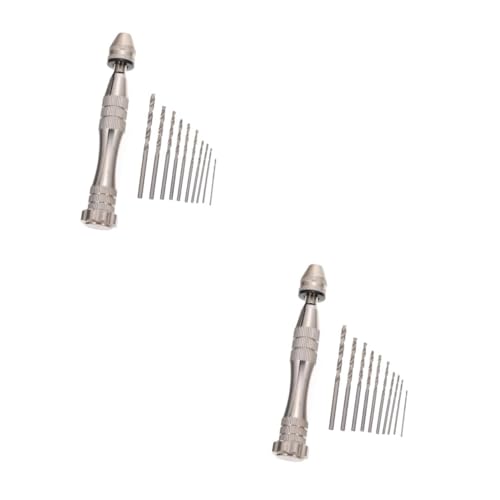 NUOBESTY 2 Sätze Bohr- und Schnitzwerkzeuge Puncher Loch Schlüssel Schlagbohrer Mini-Handbohrer handbohrer handbuch Mini-Handbohrwerkzeug Aluminiumlegierung Silver von NUOBESTY