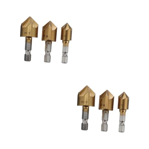 NUOBESTY 2 Sätze Fasmesser Mühle Fase Werkzeug Sechskant-lochsägen 3-schneidiger Anfasfräser Kernbohrer Für Die Holzbearbeitung 5-schneidiger Anfasfräser Senkbohrer Stahl 3 Stück * 2 von NUOBESTY