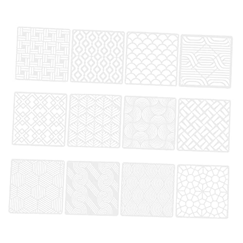 NUOBESTY 2 Sätze Geometrische Vorlage Geometrie-schablone Kunst Wandmalerei Schablonen Malvorlagen Malschablonen Wanddekorationsschablone Malvorlage Für Diy Plastik Weiß 12 Stück * 2 von NUOBESTY