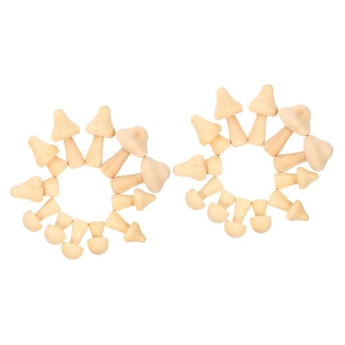 NUOBESTY 2 Sätze Kleine Holzpilzschmuckstücke Mini Pilz Zeug Kindergarten Leeres Handwerk Pilzverzierung Pilz Handwerk Unfertiger Pilz Holzhandwerk Holzpilz-handwerk 12 Stück * 2 von NUOBESTY