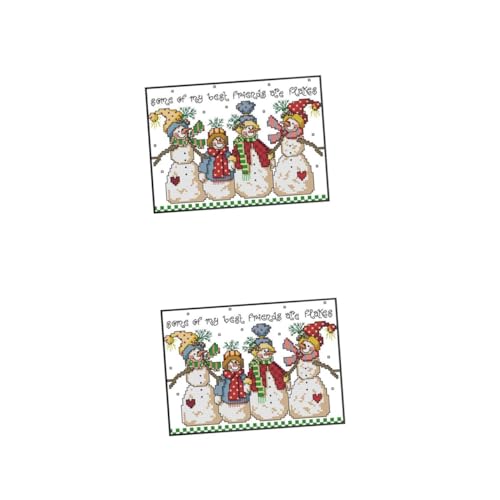 NUOBESTY 2 Sätze Kreuzstich-set Weihnachts-kit Bausatz Weihnachtsdekorationen Handstickerei-kits Komisches Zeug Stickset Fuchs Bausätze Schneemann-dekorationen Weihnachtskreuz-kit Baumwolle von NUOBESTY
