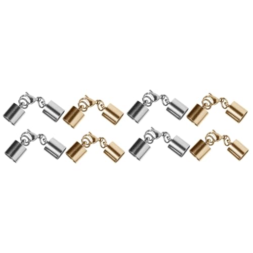 NUOBESTY 2 Sätze Lederband Schnalle Schmuck Crimp Rohre Für Verschluss Halskette Schnalle Edelstahl 4 Stück * 2 von NUOBESTY