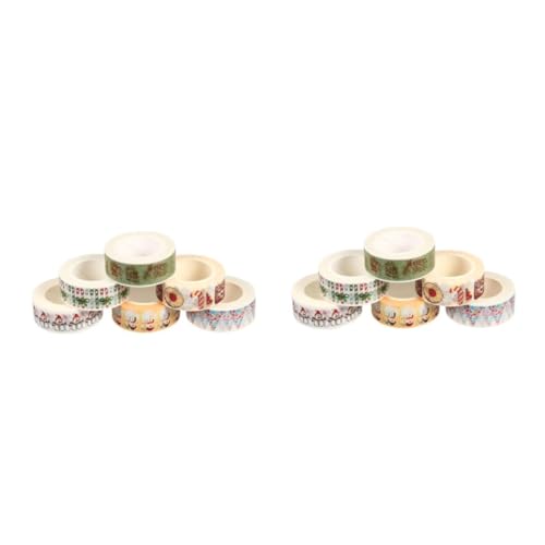 NUOBESTY 2 Sätze Papierbanddekoration Zum Einpacken Für Golden Weihnachten Dekorationen Weihnachtsdeko Dekorationsaufkleber Diy Klebeband Handgemachte Versorgung Handkontoband 6 Stück * 2 von NUOBESTY