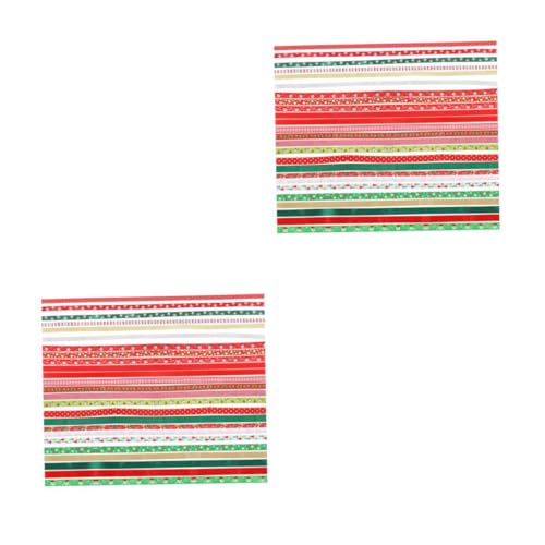 NUOBESTY 2 Sätze Weihnachtsband Band Ornamente Weihnachtsbanddekor Schleife Verpackungsband Ribbon Stoffband Weihnachten Wickelband Weihnachtsserienband Polyester 26 Stück * 2 von NUOBESTY