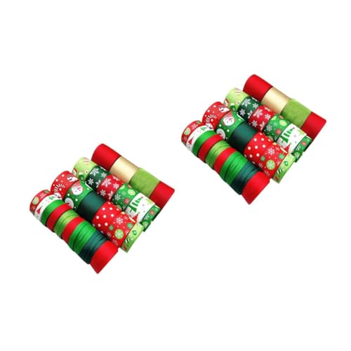 NUOBESTY 2 Sätze Weihnachtsband Girlande Salbeigrünes Band Weihnachtssatinband Urlaub Schleife Ribbon Bandfeile Weihnachtsgeschenkband Weihnachtsdekoration Geflecht Polyester 25 Stück * 2 von NUOBESTY