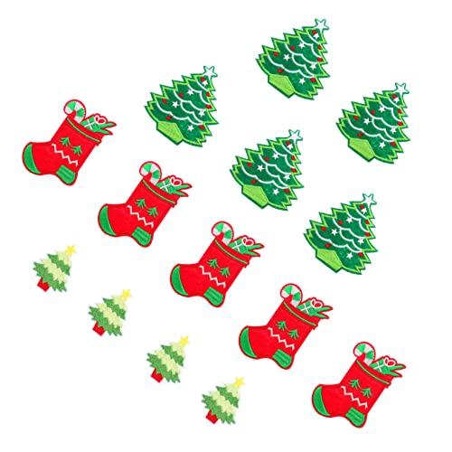 NUOBESTY 2 Sätze Weihnachtspatch Dekorationen Bausatz Weihnachtsdekoration Diy Patch Geburt Kindermode Attraction Aufkleber Stickerei-diy-patch Kreativer Stoffaufnäher Vlies 14 Stücke * 2 von NUOBESTY