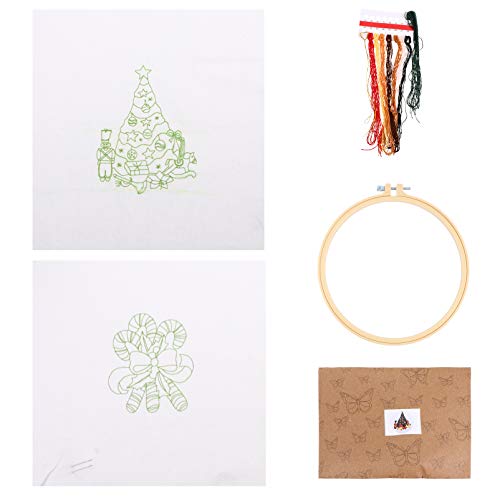 NUOBESTY 2 Sätze Weihnachtsstickerei embroidery kit embroidery set Wanddekoration wihnachtsdeko stickrahmen set Zubehör Teppichherstellungssets Kreuzstichset Weihnachtskreuzstich Plastik von NUOBESTY