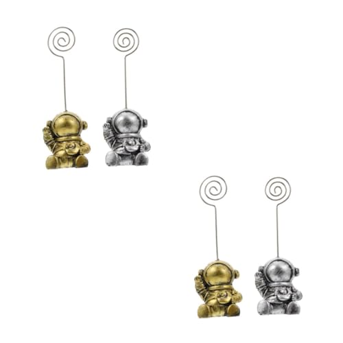NUOBESTY 2 Sets 2 Stück Astronauten Visitenkartenhalter Fotoclip Für Zuhause Memohalter Platzhalter Schreibtischschmuck Tischnummernhalter Büroklammern Notizklammer Fotoclips von NUOBESTY