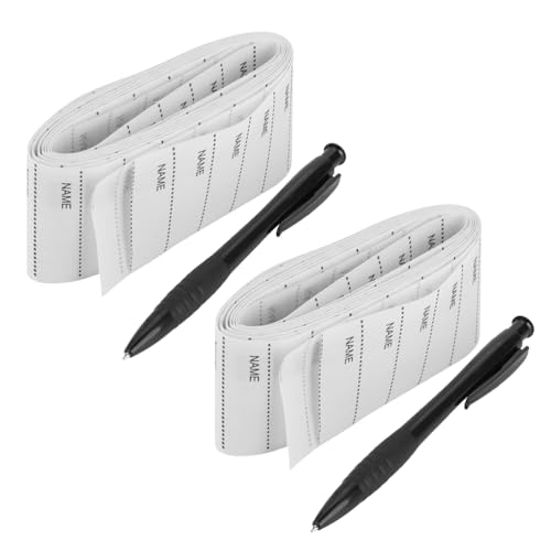 NUOBESTY 2 Sets Namensschilder für Kleidung: Beschreibbare Stoffetiketten mit Marker – selbstklebende Uniformetiketten für Schülerrucksäcke und Schuhkennzeichnung (ca. 200 Stück/Rolle) von NUOBESTY
