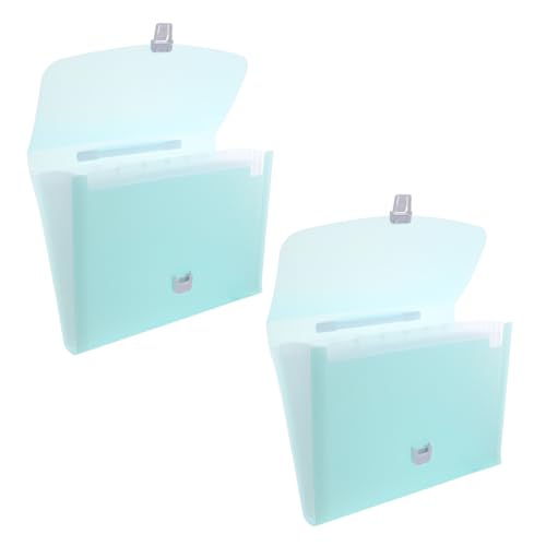 NUOBESTY 2 Stück Accordion File Organizer mit Fächern und Stabilem Griff Erweiterbarer Dokumentenordner mit Schnappverschluss Flexibler Papierordner für Büro Schule und Unterricht von NUOBESTY