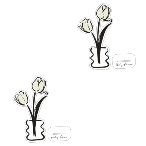 NUOBESTY 2 Stück Blumen-Notizhalter Rack ausstellen Inhaber Bild steht für Tisch Staffelei stehen Zeichenhalter Memo-Display-Halterclip Tulpenförmiger Memohalter aus Acryl von NUOBESTY