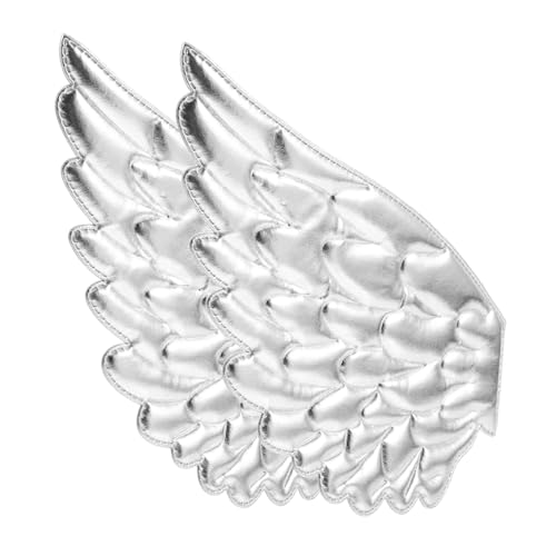 NUOBESTY 2 Stück Engelsflügel Zubehör Engel Patches Dekorative Reparaturflicken Applikationspatch Aufnähen Applikationen Mit Engelsflügeln Taschen Bügelbild Silver Polyester von NUOBESTY