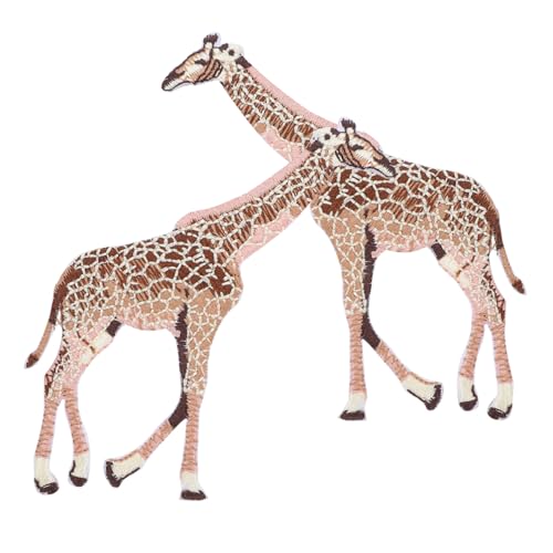 NUOBESTY 2 Stück Gestickte Giraffen Patches zum Aufbügeln Tierische Stoffflicken für Kleidung DIY Applikationen Langlebige Hautfreundliche Stoffaufnäher zur Dekoration Shirts Taschen von NUOBESTY