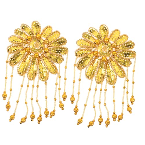 NUOBESTY 2 Stück Goldene Pailletten Blumen Quasten Schulterpolster für Kostüme Leichte Fransen Epauletten Langlebige Dekoration für Damen Party und Performance NUOBESTY 2 Stück Goldene Pailletten Blumen Quasten Schulterpolster für Kostüme Leichte Fransen Epauletten Langlebige Dekoration für Damen Party und Performance von NUOBESTY