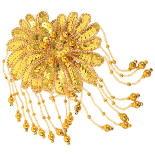 NUOBESTY 2 Stück Goldene Pailletten Quasten Schulter Epauletten mit Blumenperlen Handgefertigte Leichte Fransen-tassel Schulterpolster für Bühnenkostüme und Cosplay von NUOBESTY