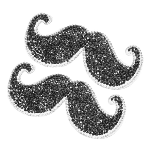 NUOBESTY 2 Stück Großer Bärbemühenaufkleber DIY Kleidung Patch Kleidung verzieren Schnurrbartkleidung Patch Aufnäher für Jeans Patches für Weste niedliche Flicken zum Aufbügeln Stoff Black von NUOBESTY