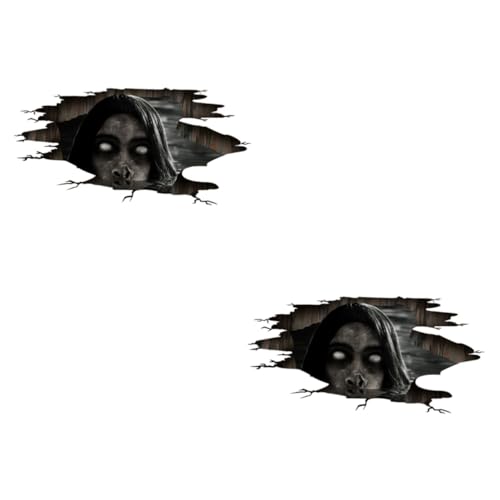 NUOBESTY 2 Stück Halloween Wandsticker Gruselige Frauenkopf Aufkleber Selbstklebend für Home Office Party Dekoration Spooky Wandtattoo für Unvergessliche Halloween von NUOBESTY