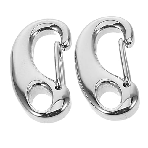 NUOBESTY 2 Stück Karabinerhaken Seilhaken Metallkarabinerverschlüsse Vergoldete Kette D Ring Griffe Doppelte Öffnung Karabinerhaken Flaggenclips Halskettenketten Hundemarkenkette von NUOBESTY