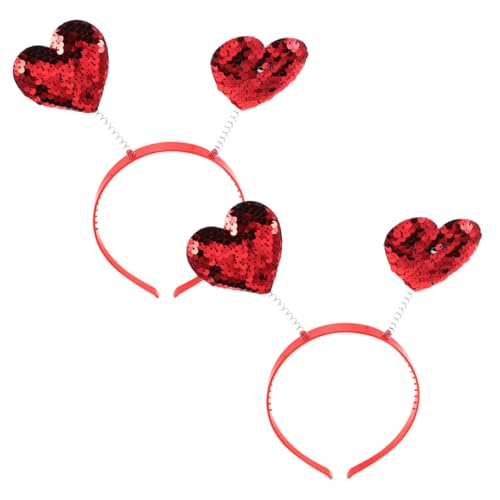 NUOBESTY 2 Stück Liebe Stirnband Valentinstag Haarband Valentinstagshaarzubehör Pailletten-stirnbänder Für Mädchen Valentinstag Haarbänder Frauen Lieben Geformtes Stirnband Rot Metall von NUOBESTY