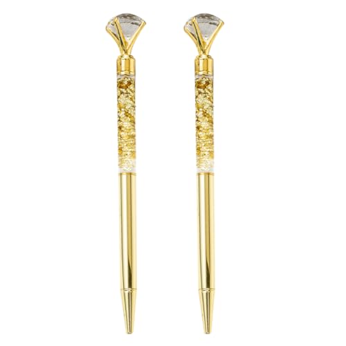 NUOBESTY 2 Stück Metall Kugelschreiber mit Glitzerndem Diamant Stifte für Büro und Schule Gold Elegante Schreibgeräte für Besondere Anlässe und von NUOBESTY