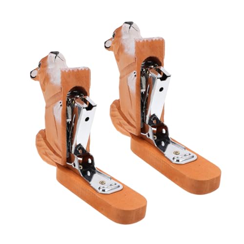 NUOBESTY 2 Stück Mini Holz Hefter Squirrel Design Handtacker für Büro und Schule Platzsparend Dekorativ Handgefertigt Komfortabler Griff Vielseitiges Büroaccessoire von NUOBESTY