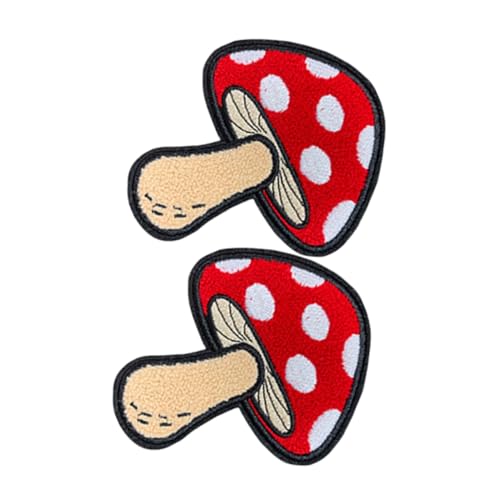 NUOBESTY 2 Stück Pilz Bügelbild Patch Bestickte Applikation mit Wärmeaktivem Kleber Diy Stoffdeko für Kleidung Rucksäcke Taschen Pflegeleichtes Langlebig und Farbbeständig von NUOBESTY