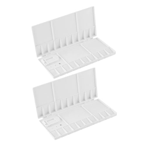 NUOBESTY 2 Stück Plastikfarbenpalette Malpalette Aquarellpalette aus Kunststoff Plastikfarbenschale Gouache Tragbare Lackpalette tragbare Palette Abs Weiß von NUOBESTY