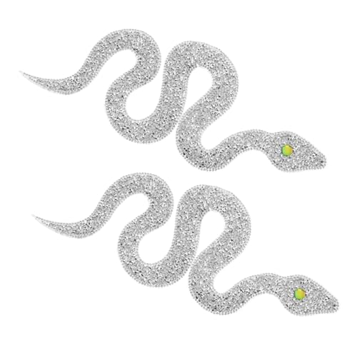 NUOBESTY 2 Stück Schlangenförmiger Strass Stoff Patch Strass Wärmeübertragungs Stickerei Schlangen Perlen Applikation Patch Kleidung Strass Aufkleber Kleidungszubehör DIY Patch von NUOBESTY