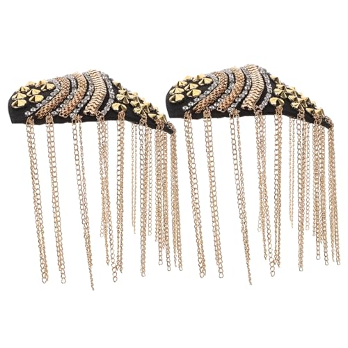NUOBESTY 2 Stück Teiliges Goldene Quasten Schulterklappen mit Strasssteinen Handgefertigte Schulterepauletten Schmuck für Damen DIY Applikation für Bühne Party Festliche Outfits von NUOBESTY