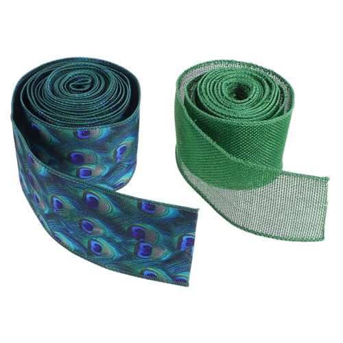 NUOBESTY 2 Stück Teiliges Polyester Drahtband mit Pfauenfeder Breit Formbarer Rand Grün für Blumenverpackung Kränze Festliche Dekoration und Diy Bastelprojekte NUOBESTY 2 Stück Teiliges Polyester Drahtband mit Pfauenfeder Breit Formbarer Rand Grün für Blumenverpackung Kränze Festliche Dekoration und Diy Bastelprojekte von NUOBESTY