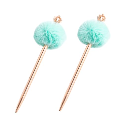 NUOBESTY 2 Stück Teiliges Pompom Kugelschreiber mit Niedlicher Metallkugelschreiber in Hübschem Blau Komfortabel Auslaufsicher für Schule Büro und Geschenkgebrauch von NUOBESTY