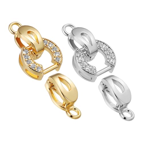 NUOBESTY 2 Stück Teiliges Schmuckverschluss Metallklammern mit Strass Stabile Langlebige Verschlüsse für Armbänder und Halsketten Einfach zu Bedienen Kompaktes Diy Schmuckzubehör von NUOBESTY