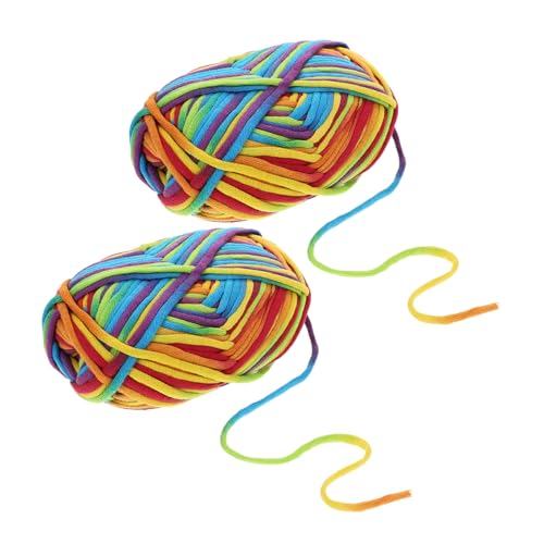 NUOBESTY 2 Stück Teiliges Strickgarn Regenbogenfarben Weiches Hautfreundliches Baumwollgarn für DIY Schal Mütze und Kinderdecken Langlebig Vielseitig Einsetzbar für Handarbeiten und Häkeln von NUOBESTY
