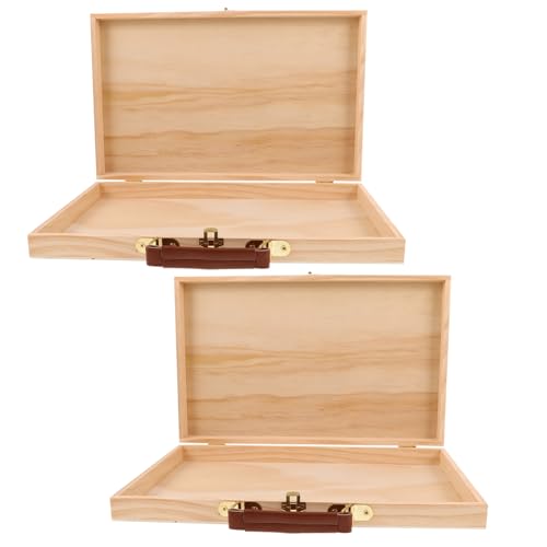 NUOBESTY 2 Stück Tragbare Malbox Massivem Holz mit Griff für Ölfarbenzubehör für Studio und Reiseanwendungen von NUOBESTY