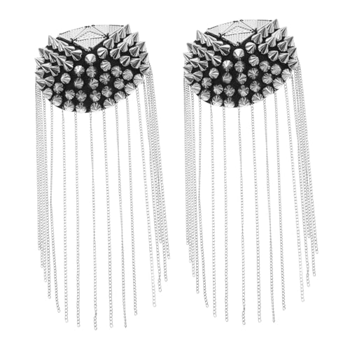 NUOBESTY 2 Stück Vintage Metall Schulter Epauletten mit Quasten und Nieten Dekorative Punk Kostüm Abzeichen für Halloween Uniform und Bühnenkleidung Kleidung Accessoires für Damen und von NUOBESTY