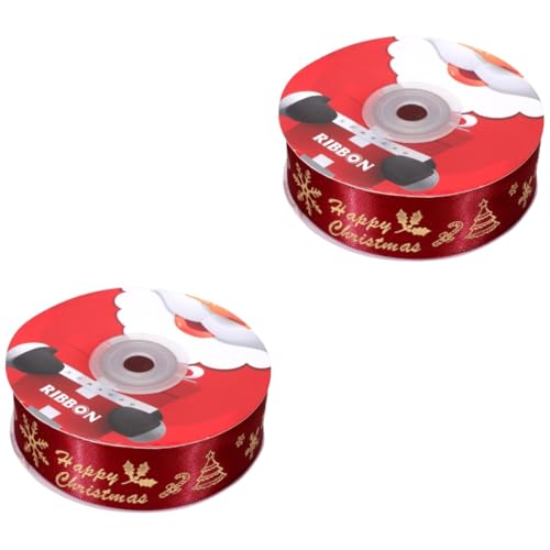 NUOBESTY 2 Stück Weihnachtsband Band Zum Verpacken Weihnachten Schleife Party Festivalband Verpackungsband Wickelband Herstellung Für Die Wickeln Polyester Rot von NUOBESTY