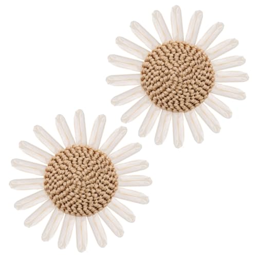 NUOBESTY 2 Stücke Handgemachte Sonnenblumen Deko Accessoires für Schuhe und Hüte Diy Blüten Clips für Mädchenbekleidung Vintage und Beige und Hellbraun von NUOBESTY