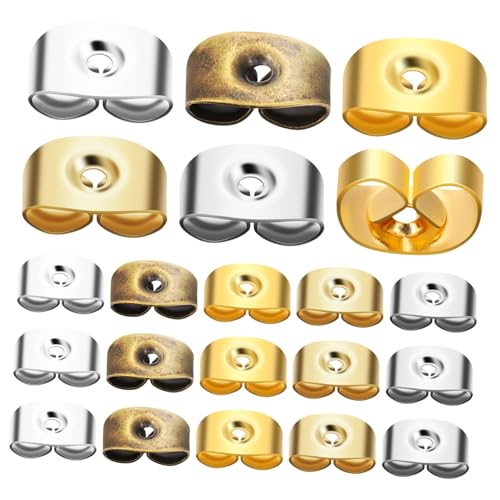 NUOBESTY 20 Paare Sichere Ohrstecker Verschlüsse aus Legierung Leichter Ersatz für Ohrstecker Farben zum Reparieren und DIY Ohrringe für Damen und Mehrere Ohrlöcher von NUOBESTY
