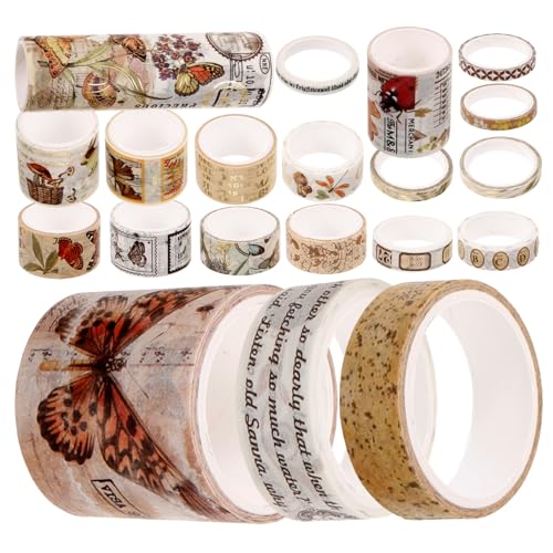 NUOBESTY 20 Rollen Vintage Washi Tape Dekoratives Scrapbooking Tape für Diy Projekte Aquarell Design für Journaling Geschenkschmuck und Kreative Bastelarbeiten von NUOBESTY