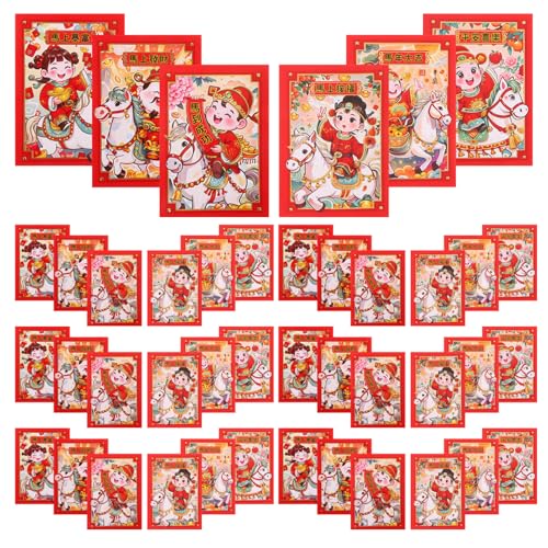 NUOBESTY 20 Stück Chinesische Glücksumschläge Pferde Design Jahr Des Pferdes Stabile Papierumschläge für Frühlingsfest Hochzeit Geburtstag Geschenkumschläge von NUOBESTY