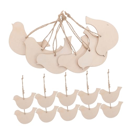 NUOBESTY 20 Stück Hängende Ornamente Aus Holz Unfertige Holzanhänger Farbige Holzausschnitte Holzhandwerksmalerei Vogelausschnitte Aus Holz Holzanhänger Selber Machen Handwerksbedarf Beige von NUOBESTY