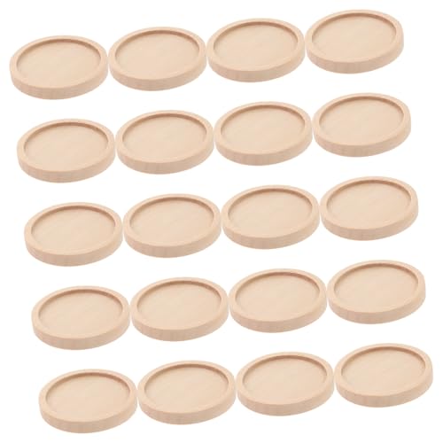 NUOBESTY 20 Stück Holz Runde Trays Retro Pendant Basis Badge Brosche Schmuck Bastelzubehör Außendurchmesser Innendurchmesser Khaki von NUOBESTY
